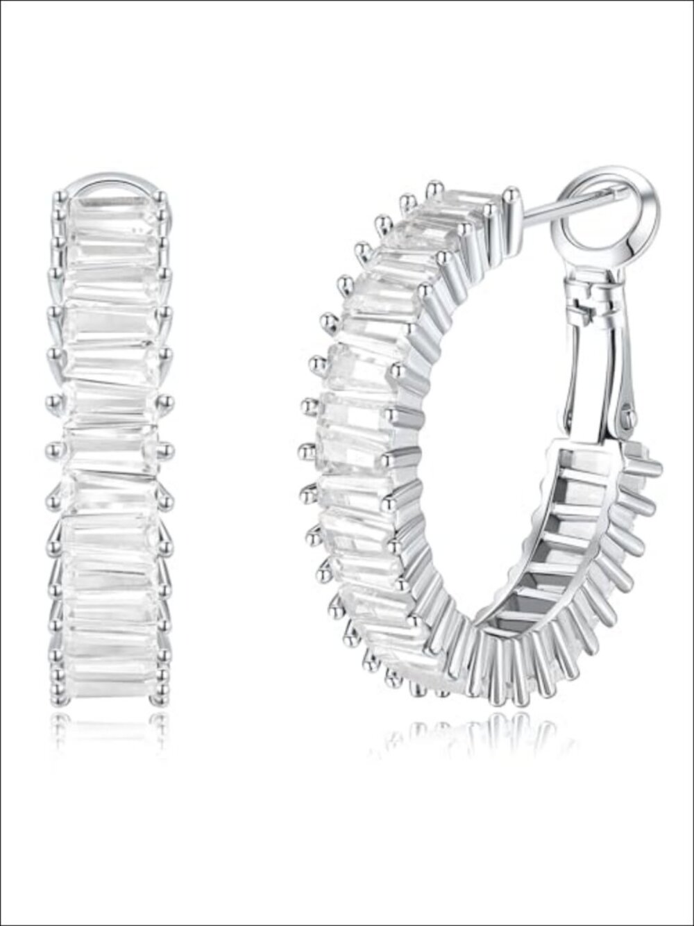 14K Gold Plated Cubic Zirconia Hoop Earrings 925 Silver Posts Hypoallergenic